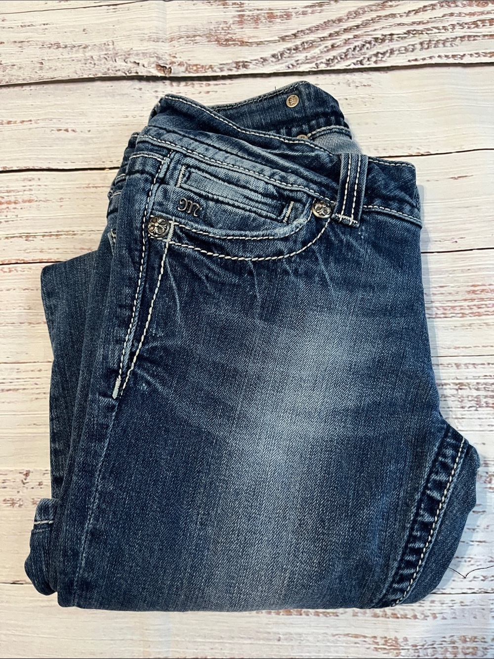 Miss Me Dark Blue Skinny Jeans with Faded Detail